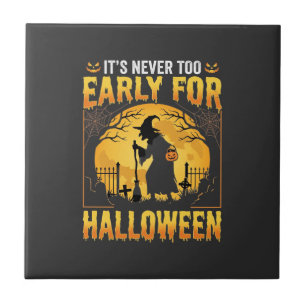 Frühes Halloween-Hexen-Friedhof-Vintage-Design Fliese