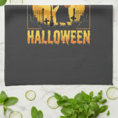 Frühes Halloween-Hexen-Friedhof-Vintage-Design Geschirrtuch (Gefaltet)
