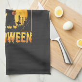 Frühes Halloween-Hexen-Friedhof-Vintage-Design Geschirrtuch (Viertel Falte)