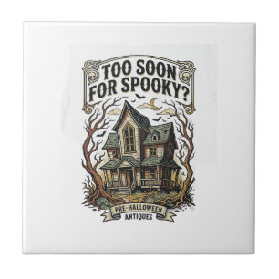 Frühes Halloween-Shirt Vintage Spukhaus-Design Fliese