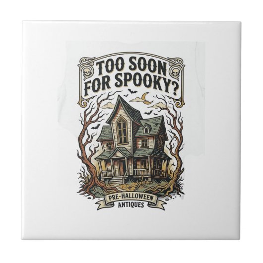 Frühes Halloween-Shirt Vintage Spukhaus-Design Fliese (Vorderseite)