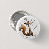 Frühes Januar Fuchs Neues Jahr Button (Vorne & Hinten)
