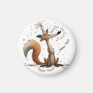 Frühes Januar Fuchs Neues Jahr Magnet