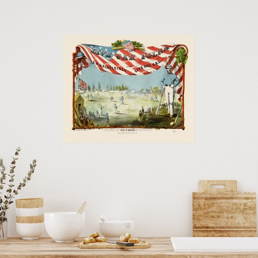 Früheste Baseball-Printwerbung Poster (Küche)