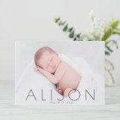 Frühgeburtsankung für minimalistisches Foto Einladung (Stehend Vorderseite)