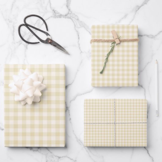 Frühherbst Klassisches Gingham | Goldenes Weizen Geschenkpapier Set (Vorderseite)