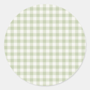 Frühherbst Klassisches Gingham Sanftes Oliv Runder Aufkleber