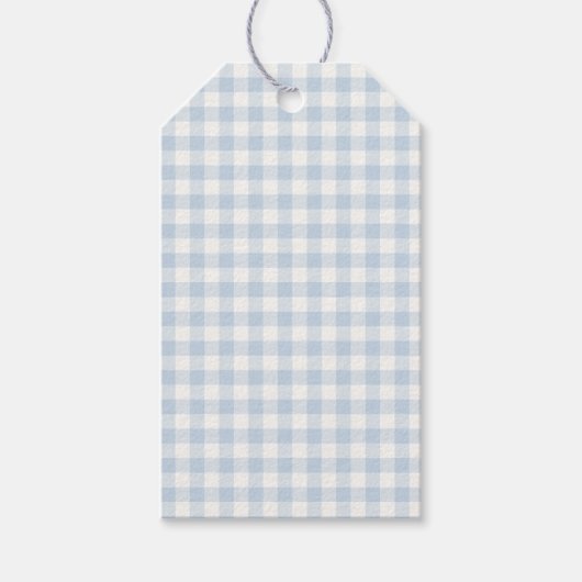 Frühherbst Klassisches Gingham | Staubblau Geschenkanhänger (Vorderseite)