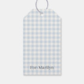Frühherbst Klassisches Gingham | Staubblau Geschenkanhänger (Rückseite)
