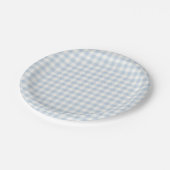 Frühherbst Klassisches Gingham | Staubblau Pappteller (Schrägansicht)