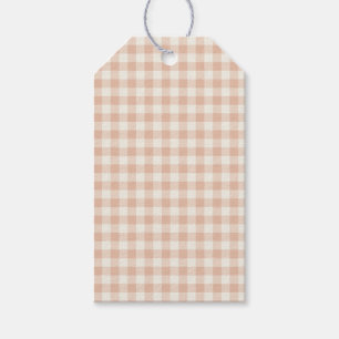 Frühherbst Klassisches Gingham Warmes Aprikot Geschenkanhänger