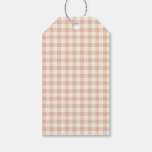 Frühherbst Klassisches Gingham | Warmes Aprikot Geschenkanhänger (Vorderseite)