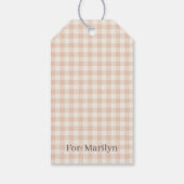 Frühherbst Klassisches Gingham | Warmes Aprikot Geschenkanhänger (Rückseite)