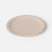Frühherbst Klassisches Gingham | Warmes Aprikot Pappteller (Schrägansicht)