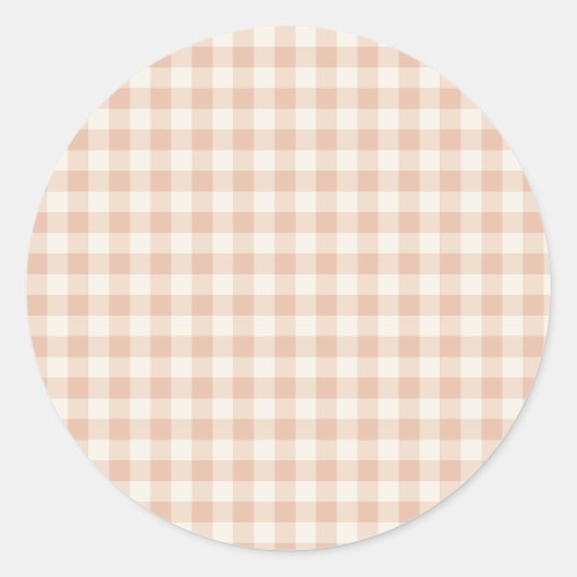 Frühherbst Klassisches Gingham | Warmes Aprikot Runder Aufkleber (Vorderseite)