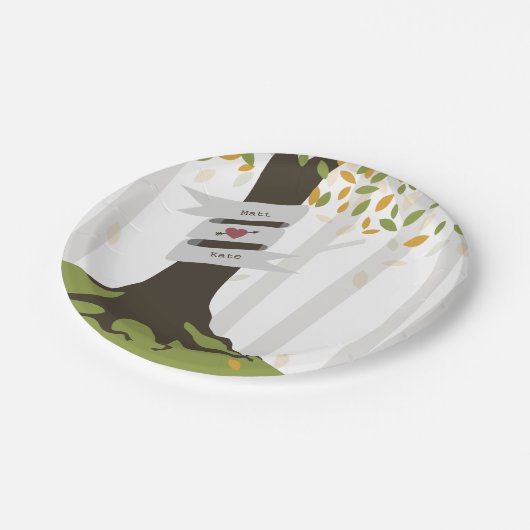 Frühherbstwoodland Hochzeit Pappteller (Schrägansicht)