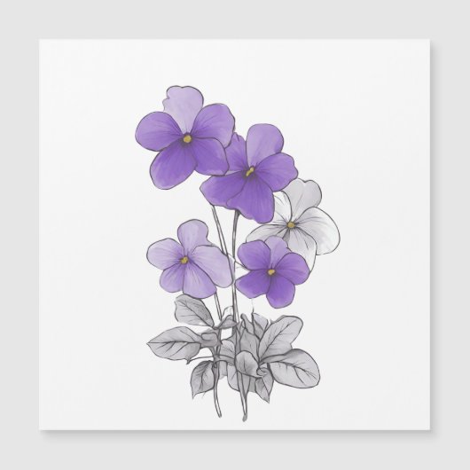 Frühjahr 27 Blume, Linie zeichnend, minimalistisch Magnetkarte (Vorderseite)