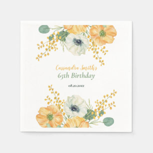 Frühjahr Anemone Blume Orange & White Geburtstag Serviette