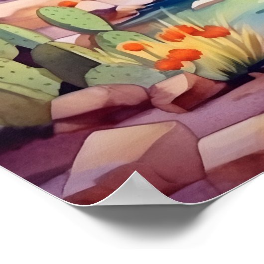 Frühjahr Berg Nevada Watercolor Landschaft Poster (Ecke)