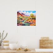 Frühjahr Berg Nevada Watercolor Landschaft Poster (Küche)