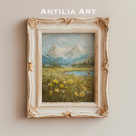 Frühjahr Berge Wiese Vintage Natur Poster