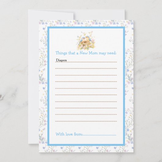 Frühjahr Birds Baby ShowerAdvice List Einladung (Vorderseite)