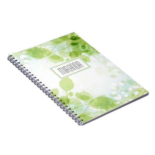 Frühjahr Blätter Wasserfarbe Mit Monogramm Notizblock (Rechte Seite)