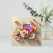 Frühjahr blüht 3D-Grußkarte - Lebhafte Rose (Stehend Vorderseite)