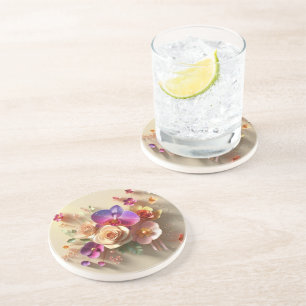 Frühjahr blüht 3D-Grußkarte - Lebhafte Rose Getränkeuntersetzer