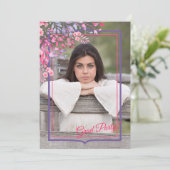 Frühjahr Blumenrahmen Foto Abschluss Einladung (Stehend Vorderseite)