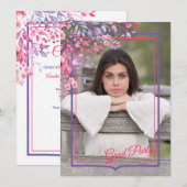 Frühjahr Blumenrahmen Foto Abschluss Einladung (Vorne/Hinten)