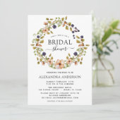 Frühjahr Brautparty Ethereal Blumenreath Moderne Einladung (Stehend Vorderseite)
