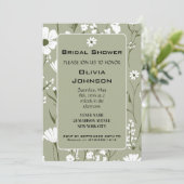 FRÜHJAHR Brautparty Grün und Weiß Einladung (Stehend Vorderseite)