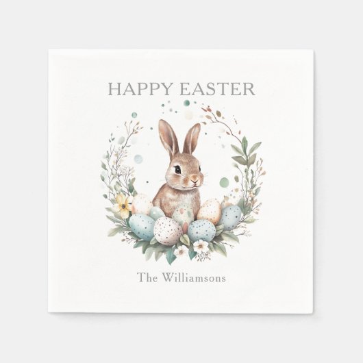 Frühjahr Bunny Ostereier Gärland Personalisiert Serviette (Vorderseite)