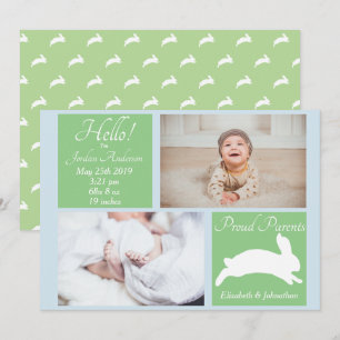 Frühjahr Bunny Rabbit Geburtsankündigung Einladung