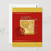 Frühjahr Chinesisches Schweinejahr 2019 Grußkarte Postkarte (Vorne/Hinten)