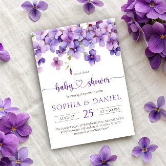 Frühjahr Delicate Violet Blume Babydusche Einladung