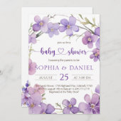 Frühjahr Delicate Violet Blume Babydusche Einladung (Vorne/Hinten)