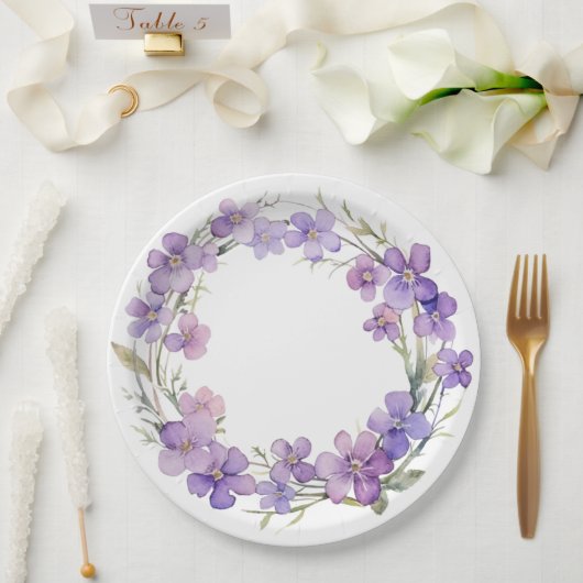 Frühjahr Delicate Violet Blume Babydusche Pappteller (Hochzeit)