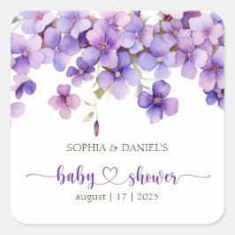 Frühjahr Delicate Violet Blume Babydusche Quadratischer Aufkleber