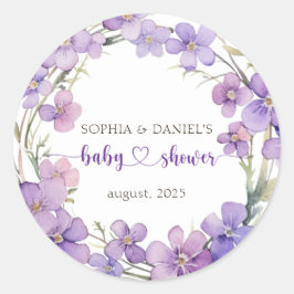 Frühjahr Delicate Violet Blume Babydusche Runder Aufkleber