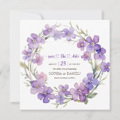 Frühjahr Delicate Violet Blume Babydusche Save The Date (Vorderseite)