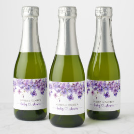 Frühjahr Delicate Violet Blume Babydusche Schaumweinetikett