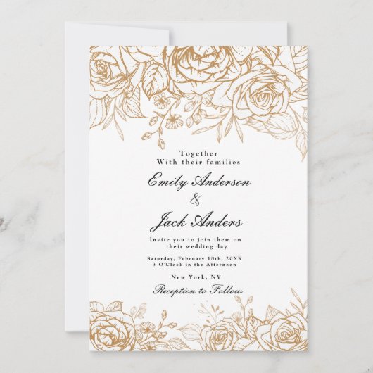 Frühjahr einfache Hand gezeichnet florale elegante Einladung (Vorderseite)