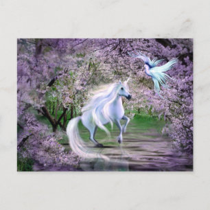 Frühjahr Einhorn Fantasie Postkarte