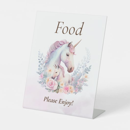 Frühjahr Einhorn Wasserfarbe Kinderdusche Nahrung Sockelschild (Vorderseite)
