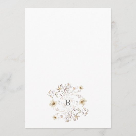 Frühjahr Elegante Wildblume Wreath Blumenzwiese Einladung (Rückseite)