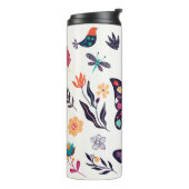 Frühjahr-Elemente Schmetterlinge Vögel Blume Thermosbecher (Nach links gedreht)