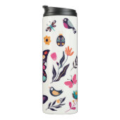 Frühjahr-Elemente Schmetterlinge Vögel Blume Thermosbecher (Nach rechts gedreht)