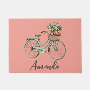 Frühjahr Fahrrad Grüne Äpfel rosa Fußmatte